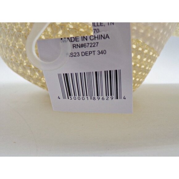 Tan Wide Floppy Brim Beach Garden Paper Straw Hat White Removable Bow Womens OSF - Picture 4 of 8